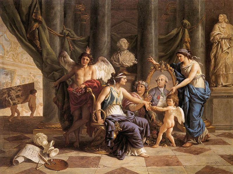 Louis Jean Francois Lagrenee Allegory on the Installation of the Museum in the Grande Galerie of the Louvre oil painting picture
